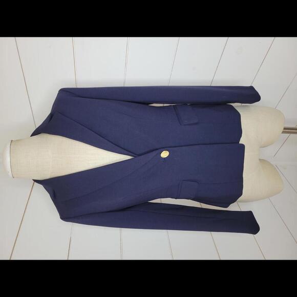 NWOT J Crew Size 2 navy blue 4 season pleated blazer - Picture 1 of 6